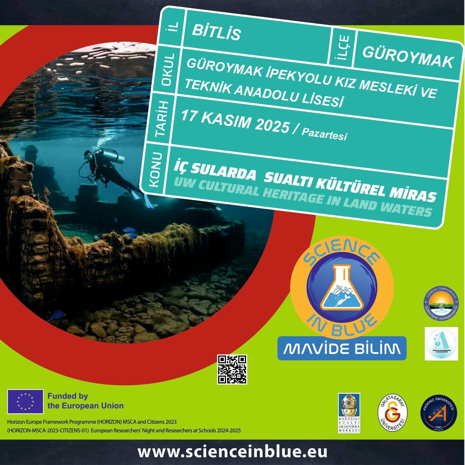 “Science in Blue – Mavide Bilim” Projesi Bitlis’te Gençlerle Buluşacak