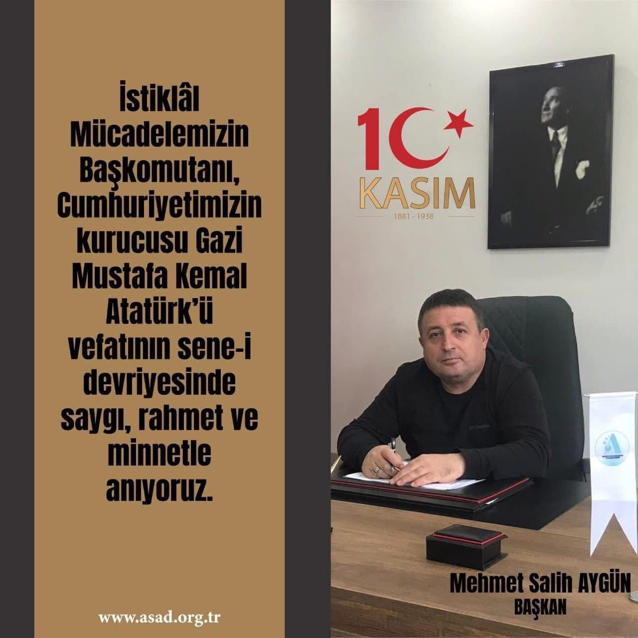 Başkanımızın 10 Kasım Atatürk'ü Anma Günü Mesajı