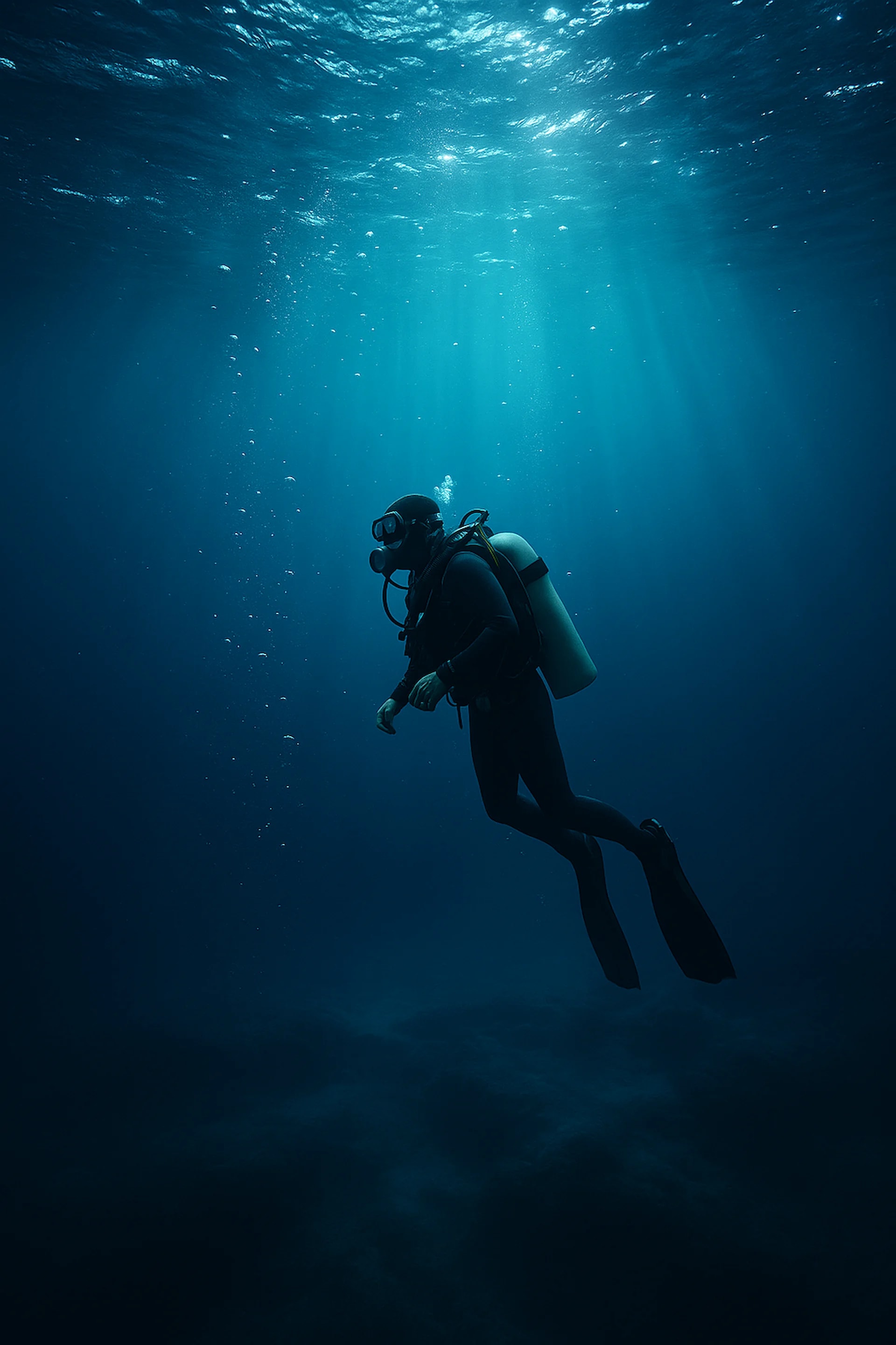 Diver in deep water
